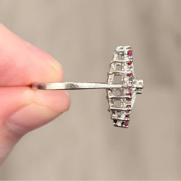 Vintage 14K PSCO Natural Ruby Diamond Ring Art Nouveau Size 7 Filigree Starburst - Picture 16 of 16